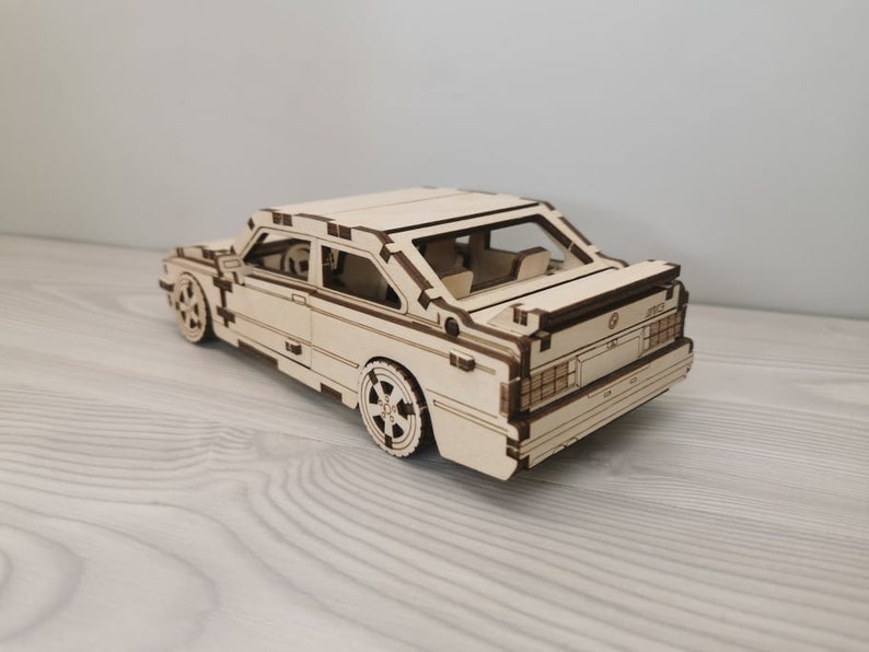 Wooden 3D Puzzle, BMW E30 M3 Construction Kit,Wood Puzzle,3D Puzzle,Assembling game,Building Game,Wood Constructor Toy,Kids Wooden Model image 3