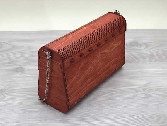 Bolso clutch de madera roja oscura bolso de madera bolso de