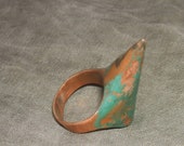 Raw thorn ring, dangerous and elegant statement ring, green patina on copper ring. one