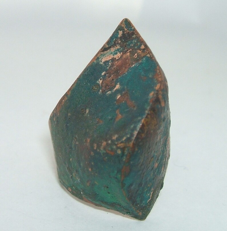 green wave shape fits the finger perfectly. enamel and patina on copper Big asymmetric ring
