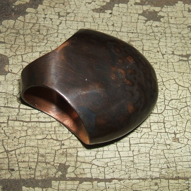oxidized black copper hollow and light weight ring. Nordic statement ring bubble shaped very big ring