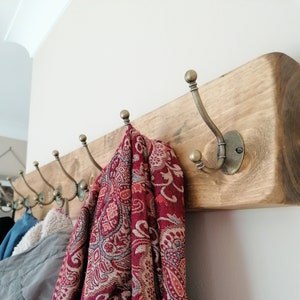 Rustic Wooden Coat Rack, 2 Inch Solid Wood, Golden Oak