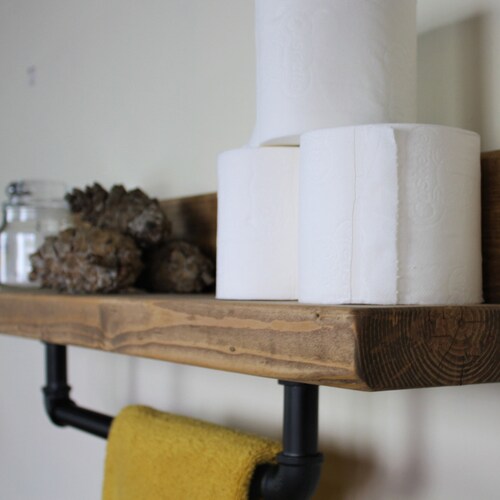 Oak Bathroom Shelf With Towel Rail Rispa