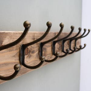 Vintage Cast Iron Coat Rack Set 10 Brown Hooks For Hats, Wall Hook