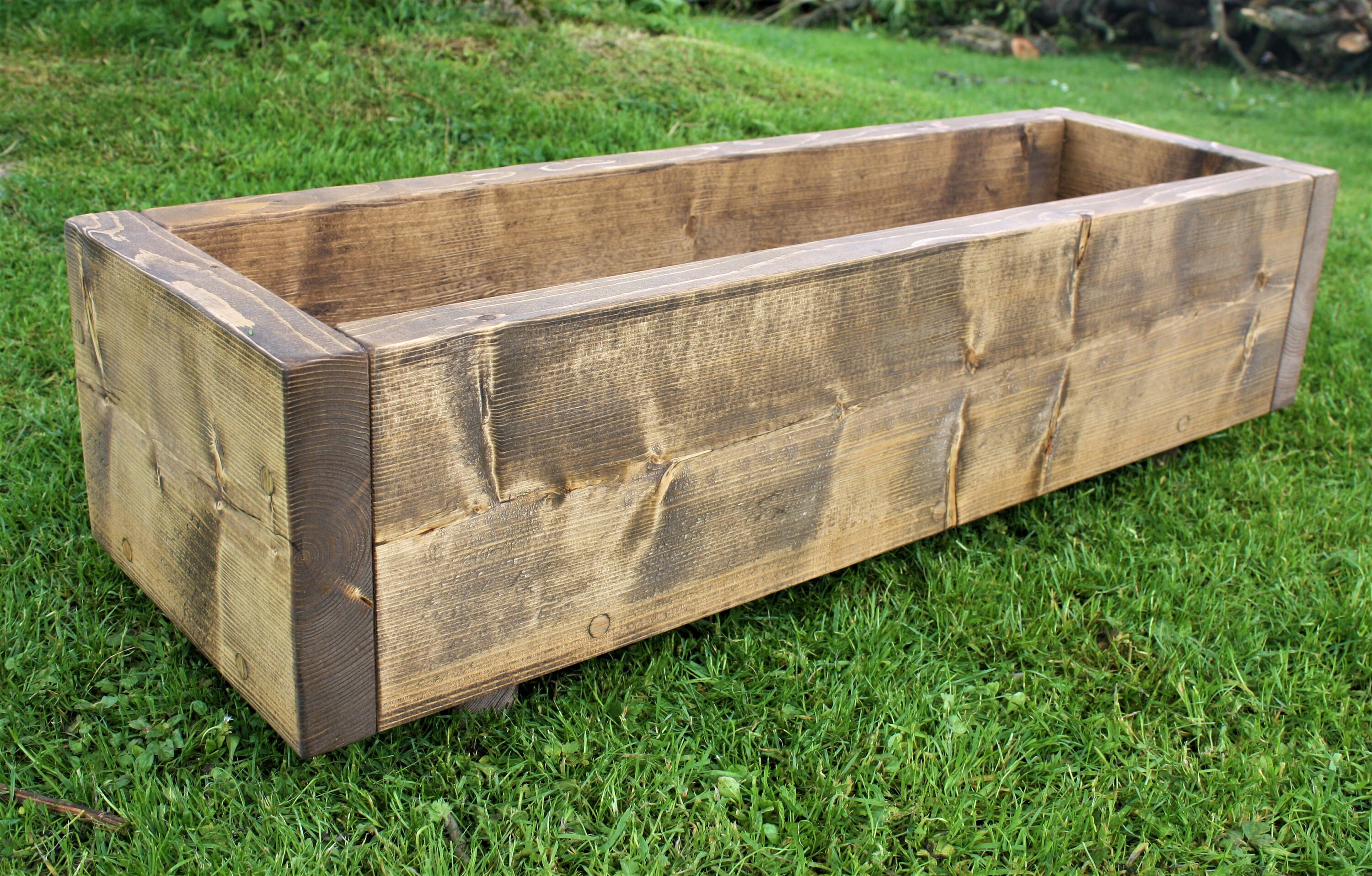 Large Solid Wood Garden Planter, Rustic Reclaimed Style, Strong Wooden ...