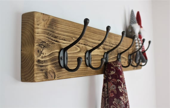 Wooden Coat Hooks Wall Hooks,Natural Oak Wood Hooks Decorative Vintage Wood  Wall Hooks Organizer Heavy Duty Wall Mounted Hooks for Wall Hanging Coats