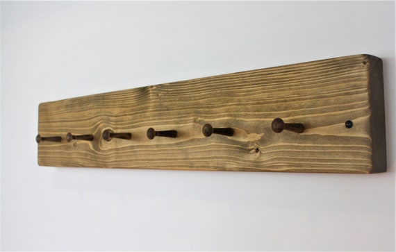 Tradineur - Perchero de madera con 2 pomos y ganchos para pared