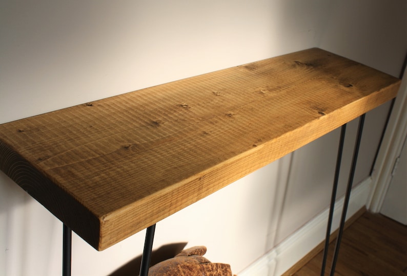 Rustic Console Table With Black Hairpin Legs Side Table Solid Etsy