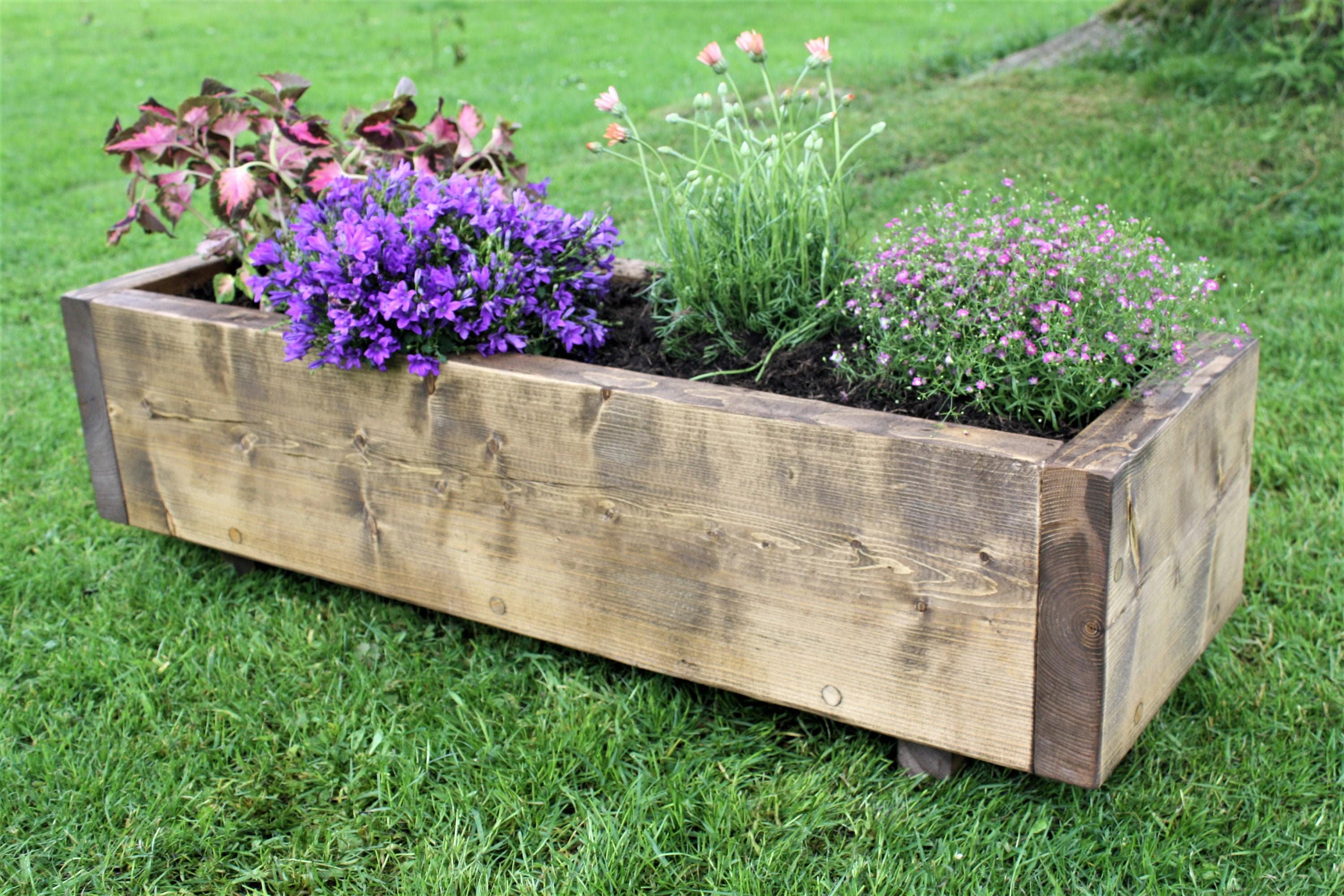 Large Solid Wood Garden Planter, Rustic Reclaimed Style, Strong