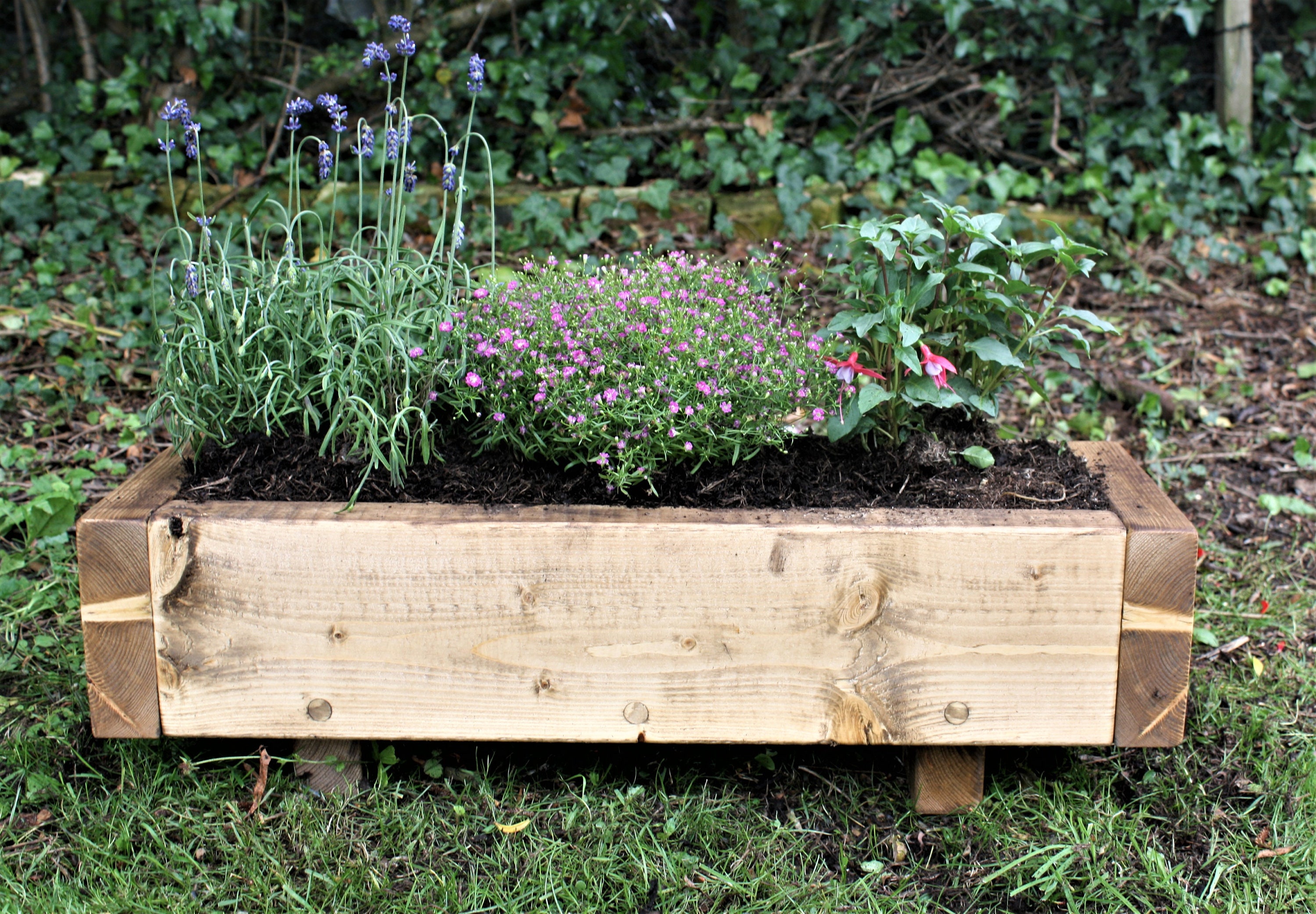 Large Solid Wood Garden Planter, Rustic Reclaimed Style, Strong