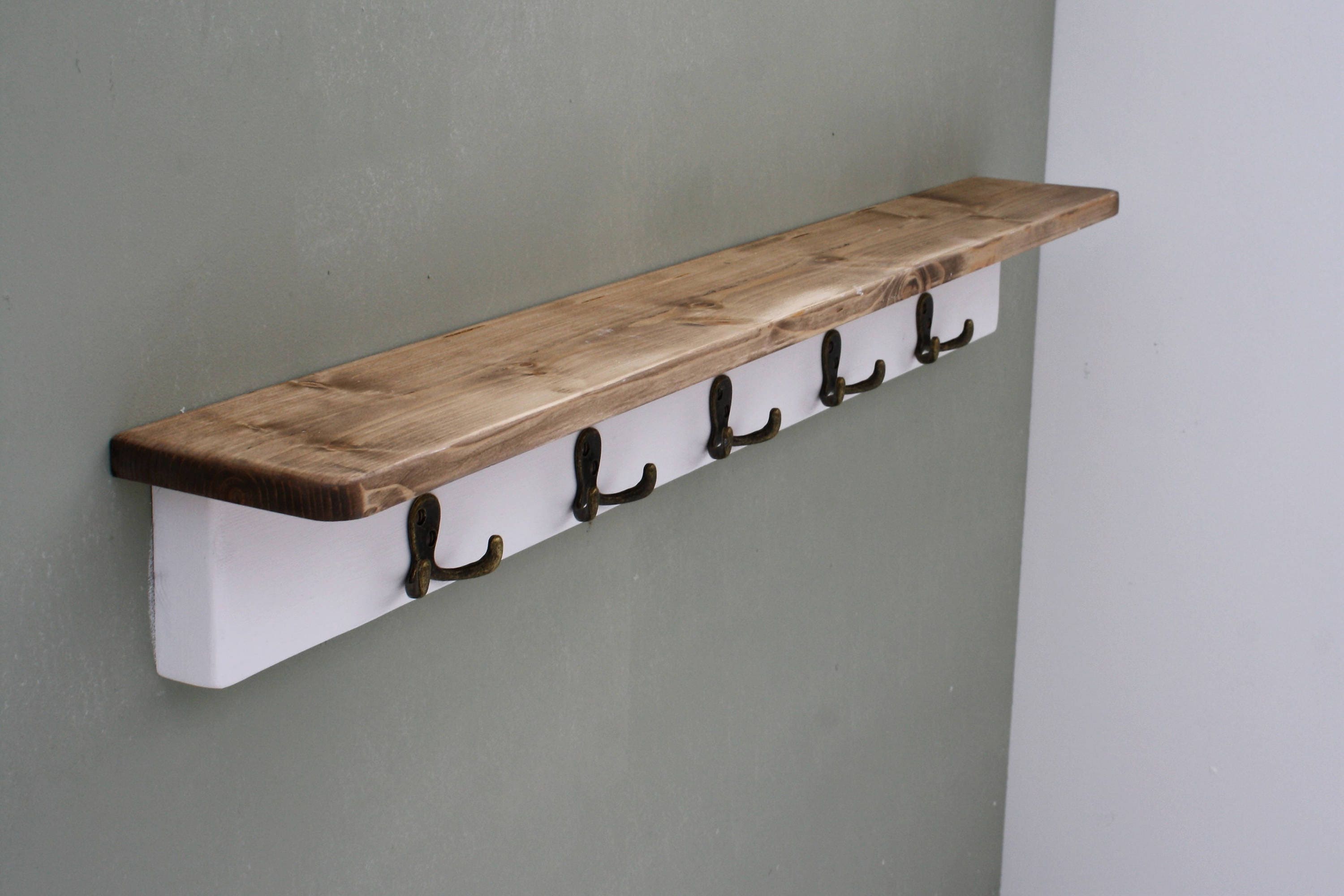 Shabby Chic Coat Rack and Shelf Solid Wood Vintage Rustic | Etsy UK