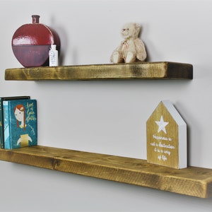 Rustic Reclaimed Floating Shelf Shelves Wall Mounted Oak Wax Antique Vintage Chunky