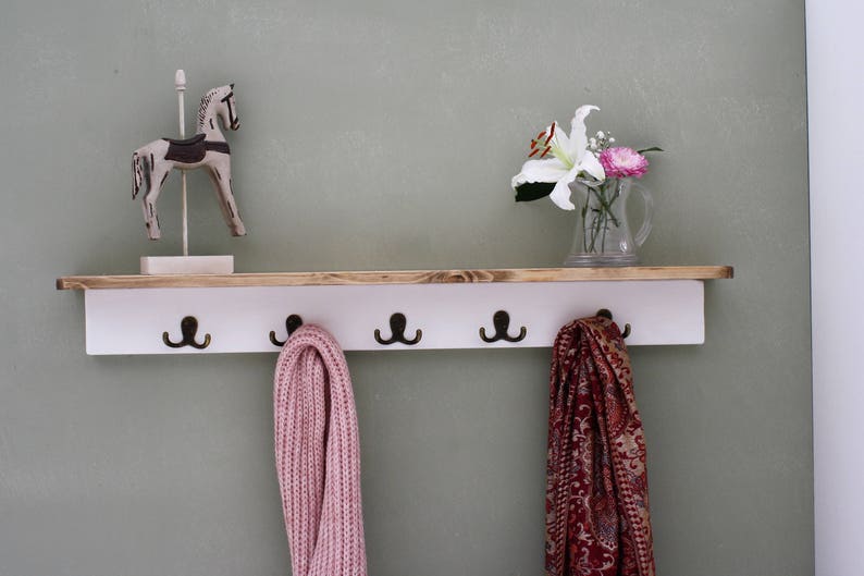 Shabby Chic Coat Rack and Shelf Solid Wood Vintage Rustic | Etsy UK