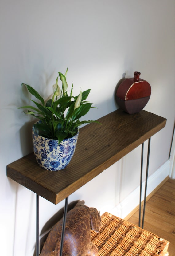 Rustic Console Table With Black Hairpin Legs Side Table Solid