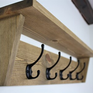 Modern Rustic Wooden Coat Rack Coat Hooks With Shelf Wall - Etsy UK