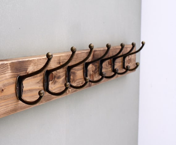 Antique Style Wooden Coat Rack Vintage Handmade Cast Iron Coat