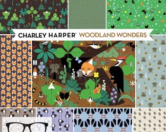 Preorder: Charley Harper Woodland Wonders Bundle with Panel Poplin by Charlie Harper for Birch Fabrics