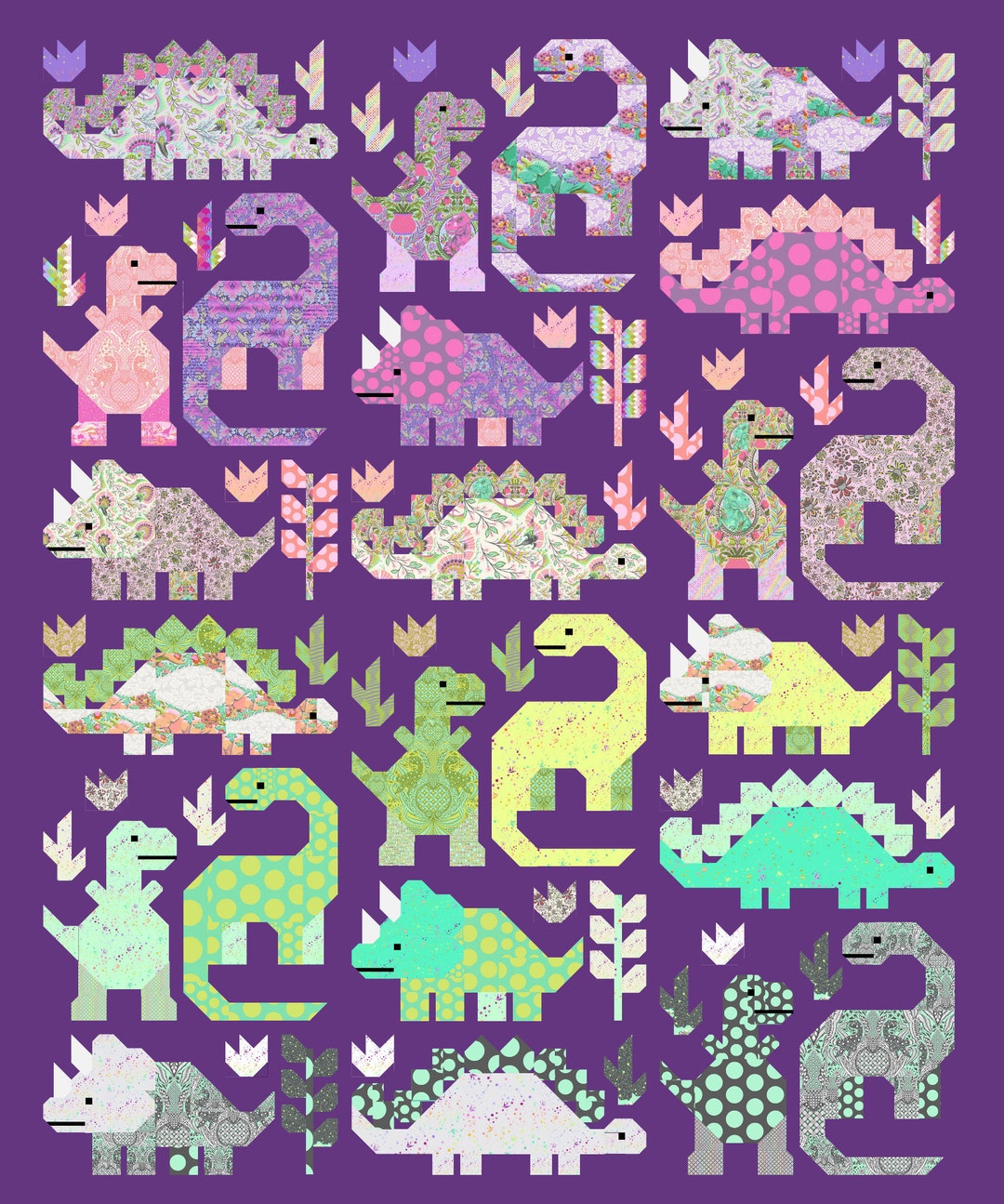 Dinosaurs Quilt Kit and Pattern by Elizabeth Hartman Featuring Roar by