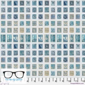 Palette Blue Stamps by Tim Holtz for Freespirit - Sold by the Half Yard