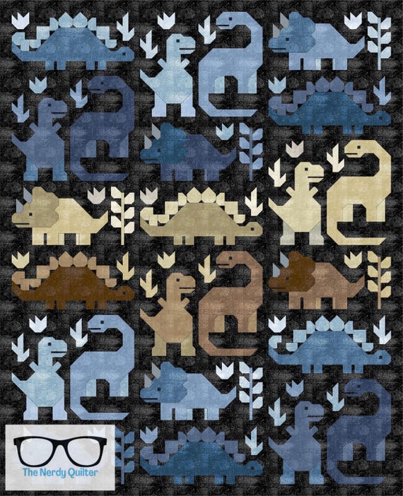 Dinosaur Quilt Kit and Pattern by Elizabeth Hartman Featuring Glaze III by Libs Elliott