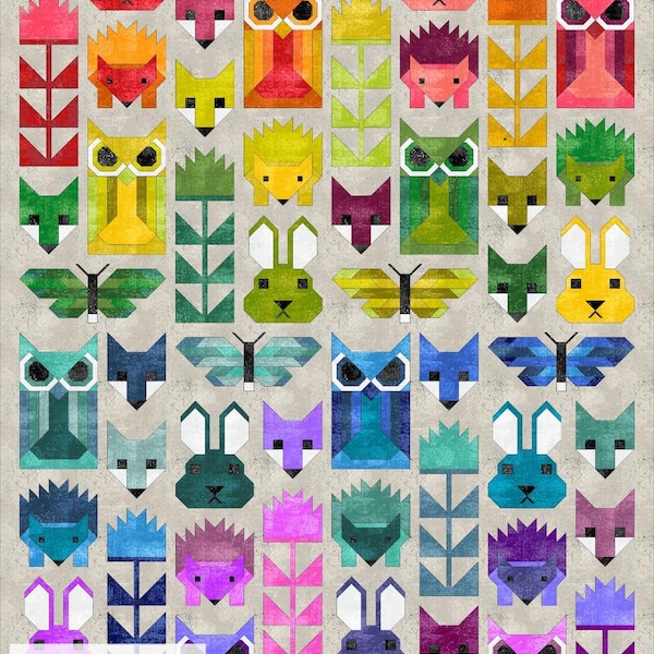 Fancy Forest Quilt Kit and Pattern by Elizabeth Hartman Featuring Glaze 1 and 2 by Libs Elliott