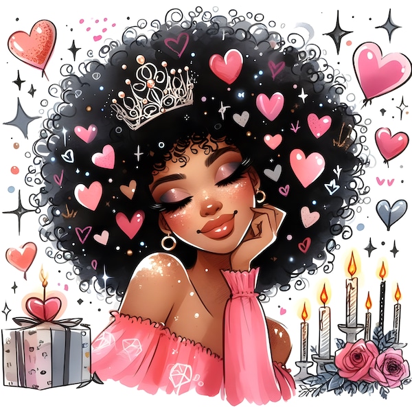 Beauty Afro Queen PNG and JPg Beauty Afro Queen Sublimation,Valentines Day Print, Black Woman,Joy Woman Direct Birthday Day afro messy bun