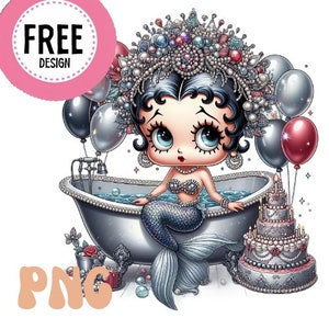 Betty Boop plata sirena chic Descargar,Sirena linda chica,Bonus 4 PNG, linda chica png, linda chica Diseño de sublimación,Tumbler Wrap png,feliz