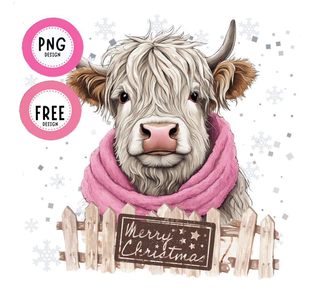 Cute Highland Cow PNG Christmas Trees Clipart Design Cozy Winter Fluffy ...