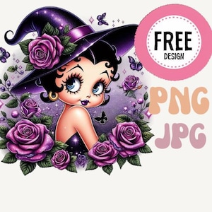 Betty Boop Trick or treat png Halloween Watercolor Clipart Cute Leopard Bow PNG and JPG  Graphic Design Illustration