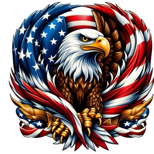 Eagle Flag PNG Patriotic USA Eagle Flag Clipart American Eagle Commercial Use Transparent Clipart Eagle Flag Sublimation United States Eagle