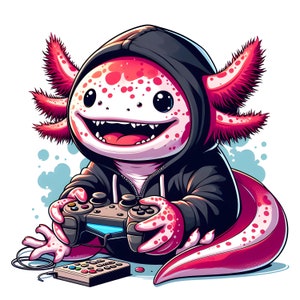 Axolotl gioca ai videogiochi, PNG, JPg, Gaming Axolotl in formato SVG, sublimazione, digitale, file in formato SVG Axolotl, Axolotl in felpa con cappuccio in formato SVG, camicia Axolotl png