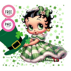 Betty Boop cowgirl chic carino png Patrick day, carino png, verde Patrick day PNG, download di disegni, clipart PNG, download di sublimazione di maglietta png