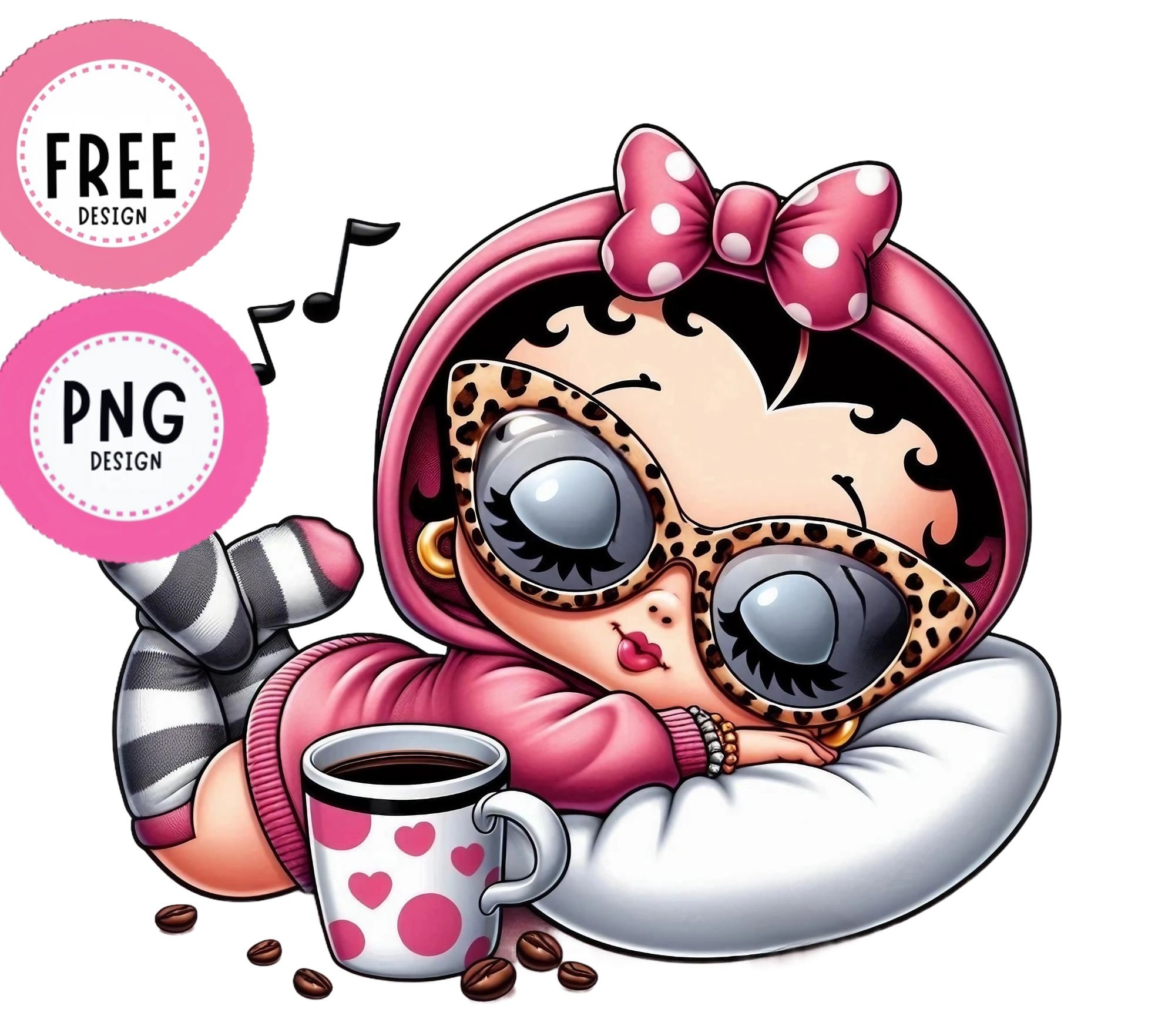 Betty Boop Baby Chic Cute Png, Leopard Bow,leopard Sunglases