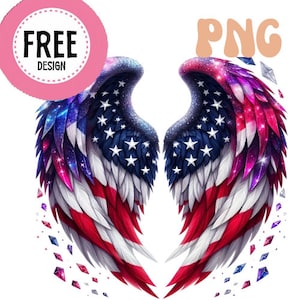 アメリカの天使の羽のクリップアート PNG、アメリカ国旗の羽の PNG、カスタムポートレート、ハロークリップアート、天国クリップアート、昇華、プランナーステッカー