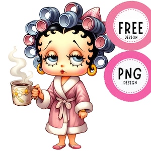 Betty boop Mamá lindo png,buenos días png,Sublimaciones occidentales png,buenos días PNG,Descargas de diseños,PNG Clipart,Camisa,Descarga de sublimación