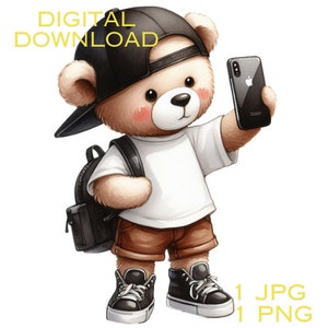 Teddybär, süßer Teddybär, Clipart, niedlicher Baby-Teddy, Schule PNG und JPG Selfie Grafikdesign-Illustrations-Druck-Baseballmütze kawai Denim