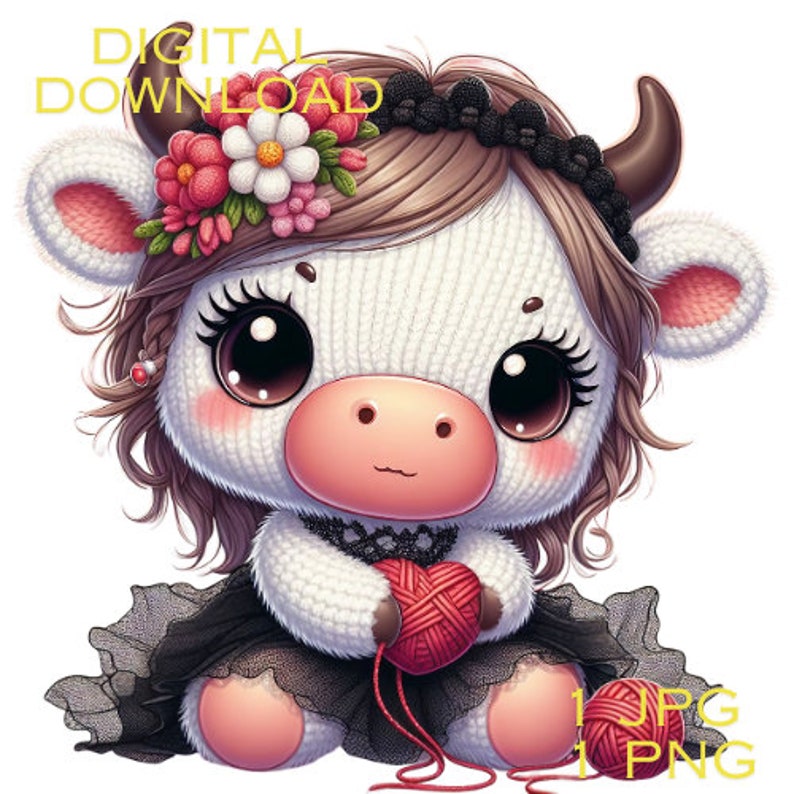 Highland Cow Watercolor Clipart Cute Leopard Bow Baby Cow PNG and JPG ...