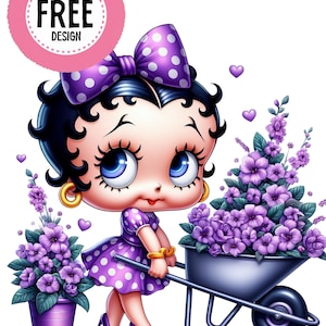 Betty linda, PNg JPg, flor de jardín verde, diseño de camiseta png, descarga de Boop, Betty Boop PNG, diseño de sublimación de vaquera, Betty Boop, Png Betty