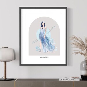 Aquarius art print - Girly Watercolor Art - Watercolor Fashion Artwork - Fashion art Print - Fashion illustration - wall art - Zodiac art