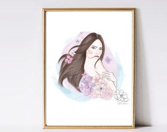 Aqua Flora Art Print -  Fashion and floral Inspired Watercolor Painting Wall Decor