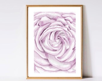Watercolor Rose Art Print – Botanical Wall Decor