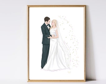 Personalized Wedding Illustration | Custom Couple Portrait Anniversary Gift
