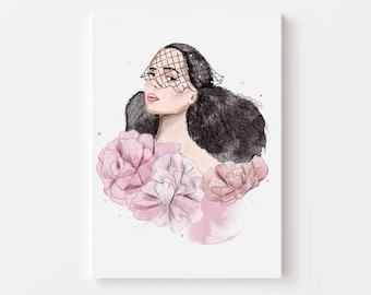 Floral Fashion Girl Art Print – Feminine Watercolor Illustration