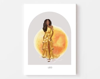 Leo Zodiac Watercolor Art Print – Girly Fashion Illustration