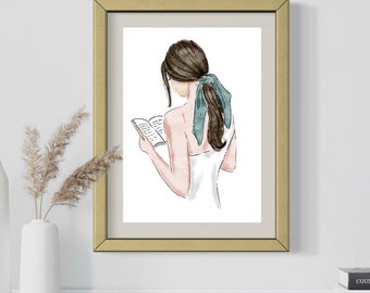 Fashion Illustration Prints for Book Lovers -  Stylish Artwork to Compliment Your Library
