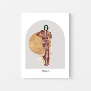 Taurus Art print - Girly Watercolor Art - Watercolor Fashion Artwork - Fashion art Print - Fashion illustration - wall art - Zodiac art