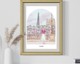 Impression aquarelle de la tour Eiffel : art de l'illustration de la mode parisienne