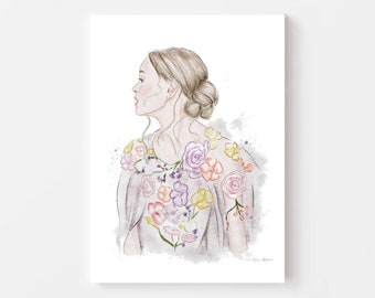 Watercolor Floral Fashion Art Print - Feminine Wall Decor