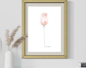 Tulip Watercolor Painting Art Print, Floral Home Decor