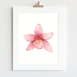 Minimalist Orchid Print Pink Wall Art Print for Bedroom Poster Art Botanical Print Flower Orchid Watercolor Unique Gift for Homeowner
